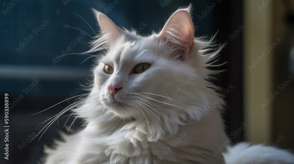 Gorgeous Turkish Angora grooming itself