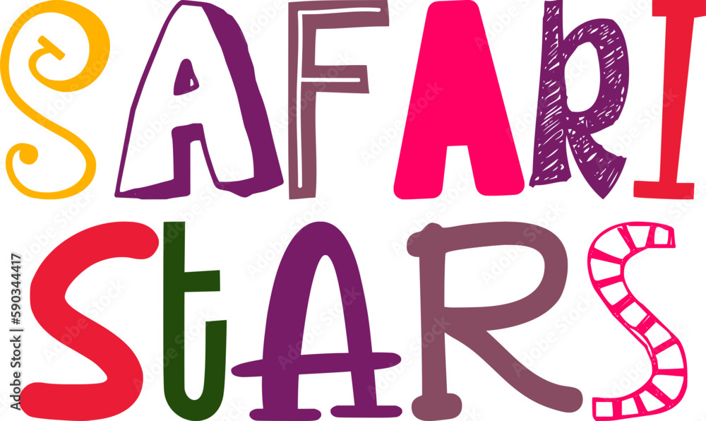 Safari Stars Hand Lettering Illustration for Banner, Mug Design, Gift Card, Sticker 