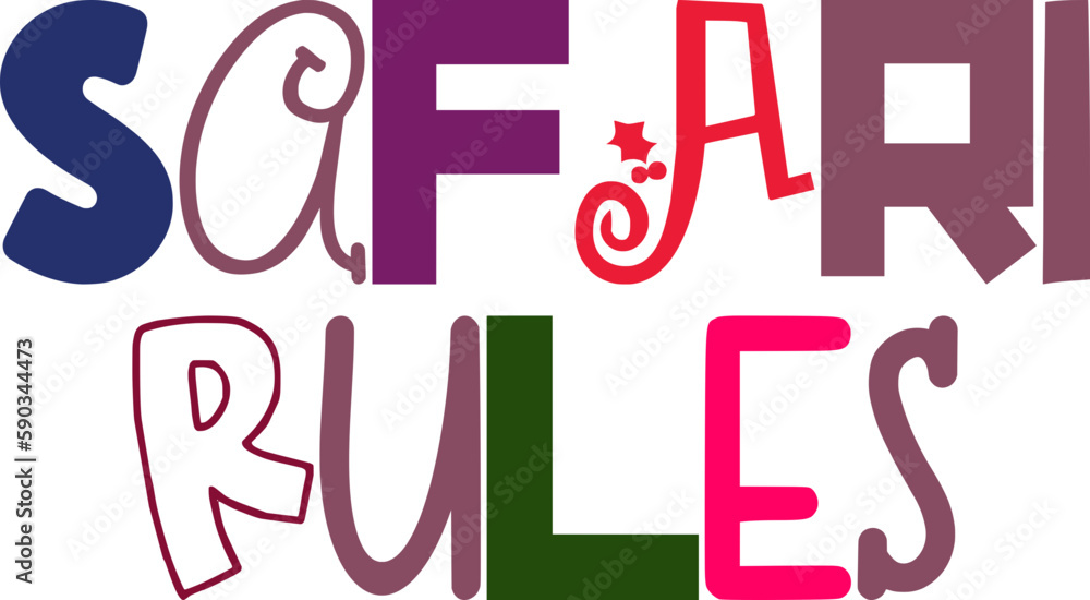 Vetor de Safari Rules Hand Lettering Illustration for Brochure, Sticker
