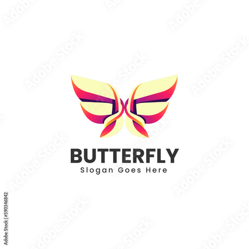 Vector Logo Illustration Butterfly Gradient Colorful Style © Ivan_Artnivora