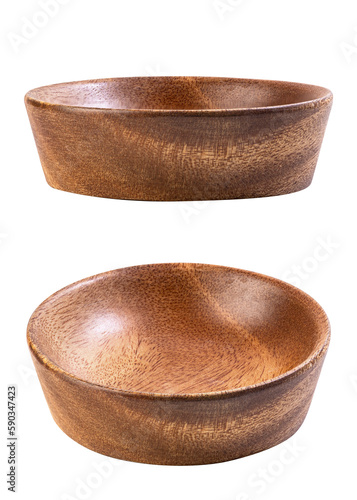 Принти на полотні Set of two empty wooden bowl isolated on white background