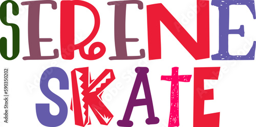 Serene Skate Calligraphy Illustration for Book Cover, Mug Design, Logo, Stationery