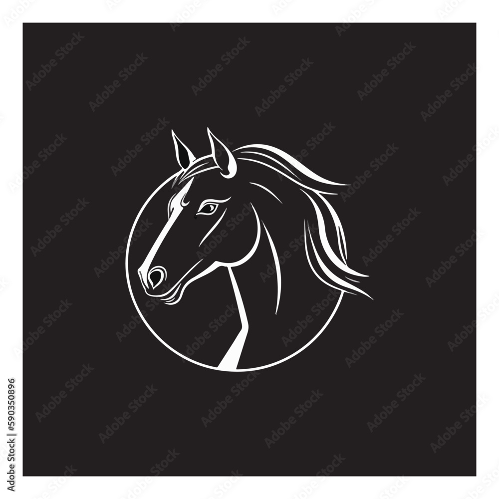horse logo vector editable, monochrome simple elegant