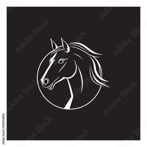 horse logo vector editable  monochrome simple elegant