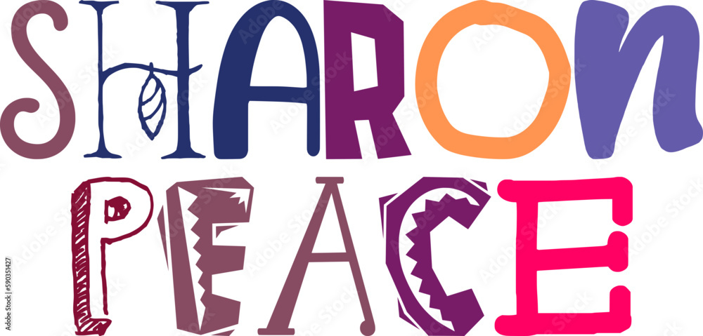 Sharon Peace Typography Illustration for Social Media Post, Gift Card, Mug Design, Newsletter Sharon Peace Typography Illustration for Social Media Post, Gift Card, Mug Design, Newsletter