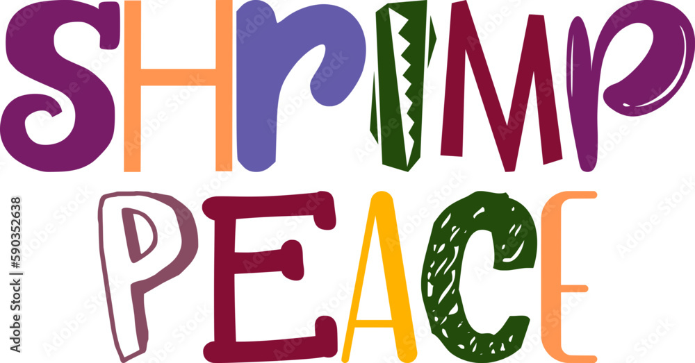 Shrimp Peace Typography Illustration for Brochure, Logo, Stationery, Presentation Shrimp Peace Typography Illustration for Brochure, Logo, Stationery, Presentation