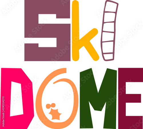 Ski Dome Typography Illustration for Stationery, Brochure, Mug Design, Presentation 