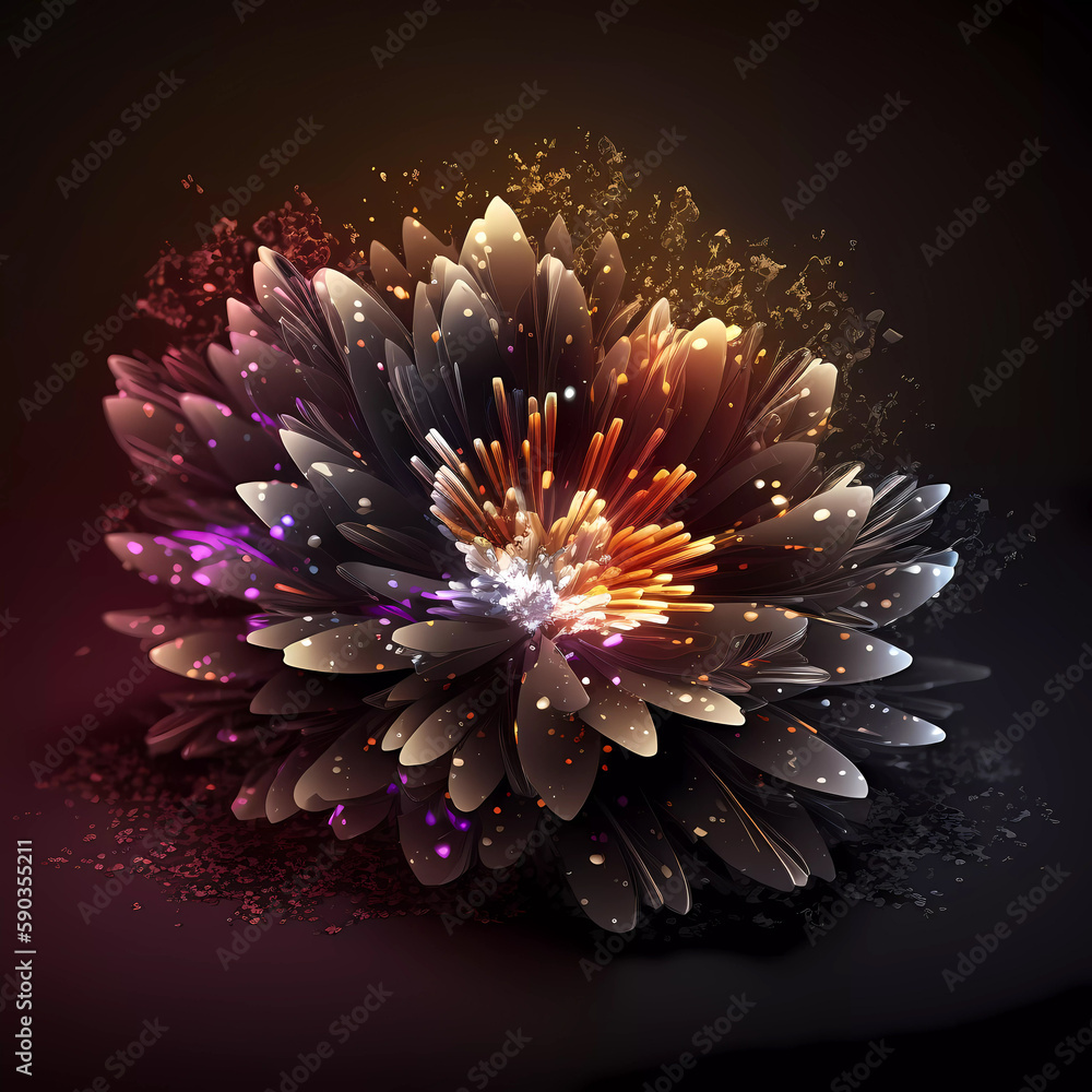 Obraz premium High-end gorgeous blooming flower material with symmetrical particles