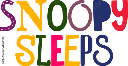Snoopy Sleeps Typography Illustration for Icon, Infographic, Brochure, Logo