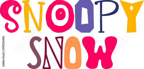 Snoopy Snow Typography Illustration for Presentation , Banner, Magazine, Motion Graphics