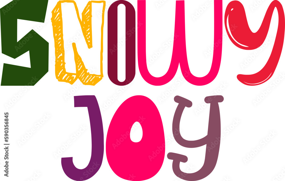 Obraz premium Snowy Joy Calligraphy Illustration for Label, Magazine, Icon, Gift Card