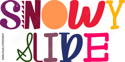Snowy Slide Typography Illustration for Book Cover, Social Media Post, Banner, Flyer