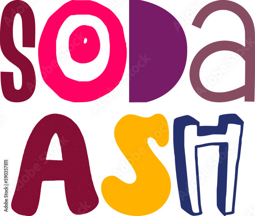 Soda Ash Typography Illustration for Label, Mug Design, Logo, T-Shirt Design