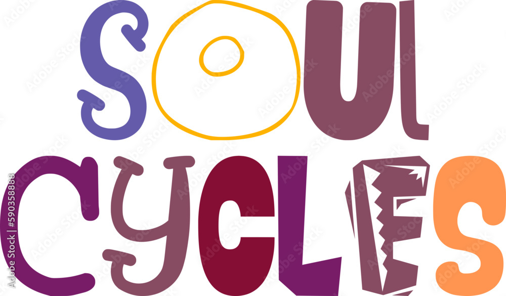 Soul Cycles Typography Illustration for Book Cover, Magazine, Social Media Post, Flyer