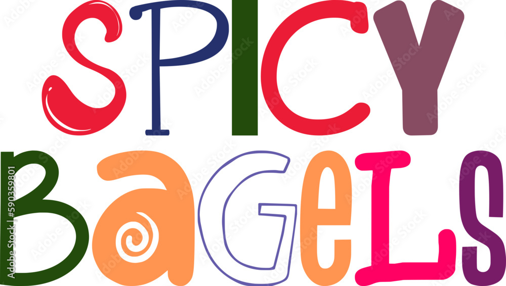 Spicy Bagels Hand Lettering Illustration for Bookmark , Stationery, Packaging, Sticker Spicy Bagels Hand Lettering Illustration for Bookmark , Stationery, Packaging, Sticker