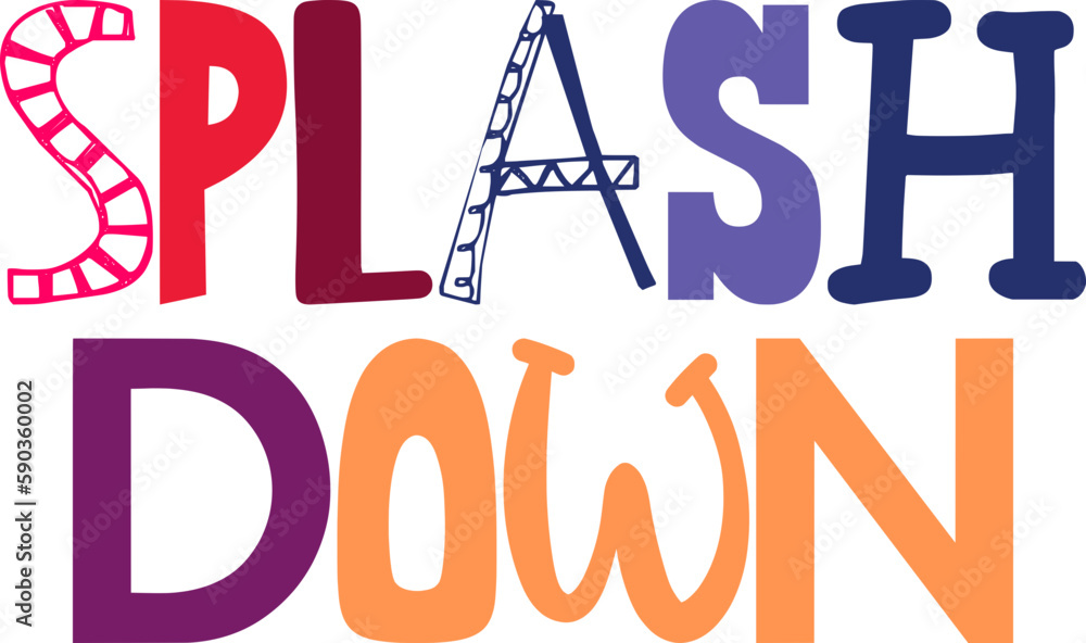 Splash Down Typography Illustration for Gift Card, T-Shirt Design, Packaging, Infographic Splash Down Typography Illustration for Gift Card, T-Shirt Design, Packaging, Infographic