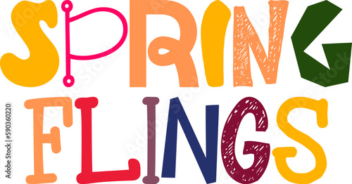 Spring Flings Typography Illustration for Infographic, Flyer, T-Shirt Design, Bookmark 