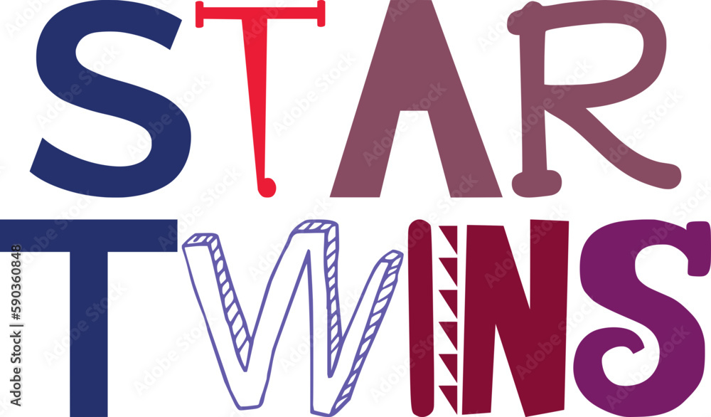 Star Twins Typography Illustration for Motion Graphics, Stationery, Packaging, Flyer Star Twins Typography Illustration for Motion Graphics, Stationery, Packaging, Flyer