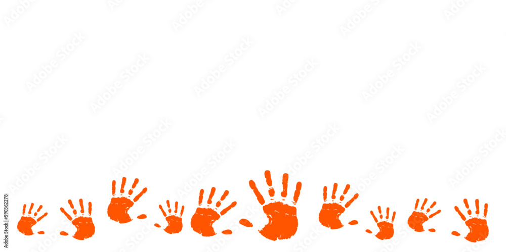 orange hand print background design border orange hand print background design border