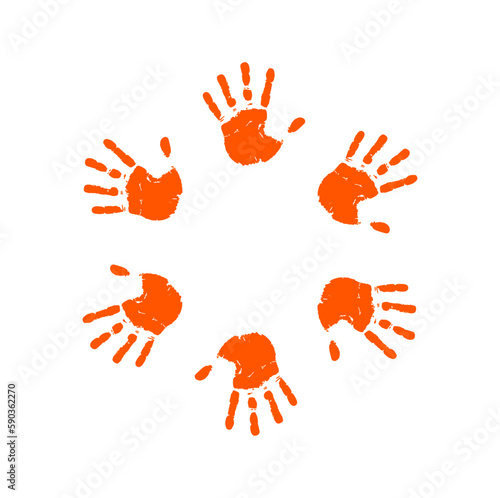 orange hand print circular design