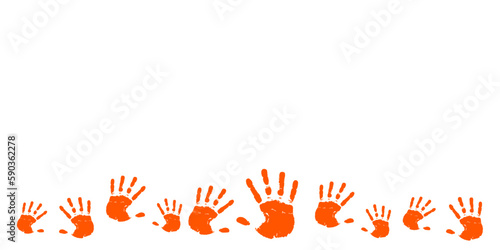 orange hand print background design border