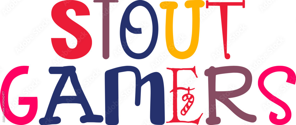 Stout Gamers Calligraphy Illustration for Logo, Icon, Postcard , Mug Design