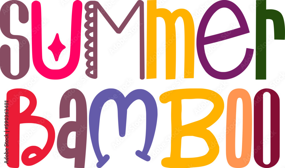 Summer Bamboo Typography Illustration for Presentation , Social Media Post, Magazine, Label