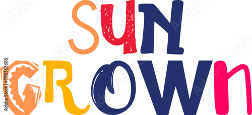 Sun Grown Calligraphy Illustration for Logo, Postcard , Stationery, Magazine