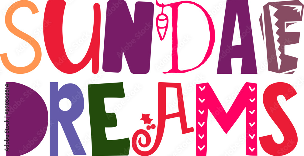 Sundae Dreams Typography Illustration for Social Media Post, Gift Card, Label, Magazine Sundae Dreams Typography Illustration for Social Media Post, Gift Card, Label, Magazine