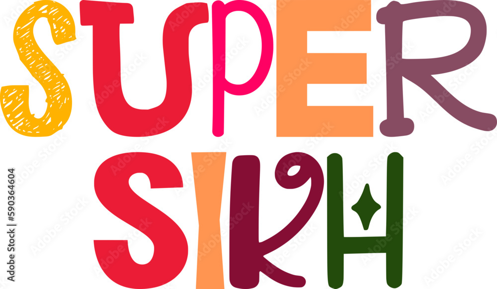 Super Sikh Calligraphy Illustration for Gift Card, Newsletter, Sticker , Mug Design