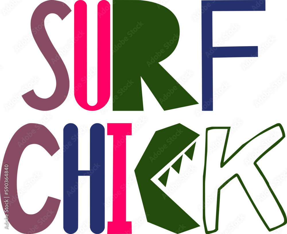 Surf Chick Hand Lettering Illustration for Social Media Post, Label, Infographic, Decal Surf Chick Hand Lettering Illustration for Social Media Post, Label, Infographic, Decal
