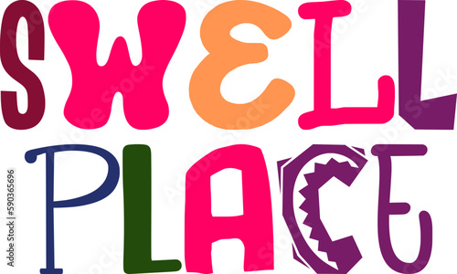 Swell Place Hand Lettering Illustration for Icon, Decal, Gift Card, Social Media Post