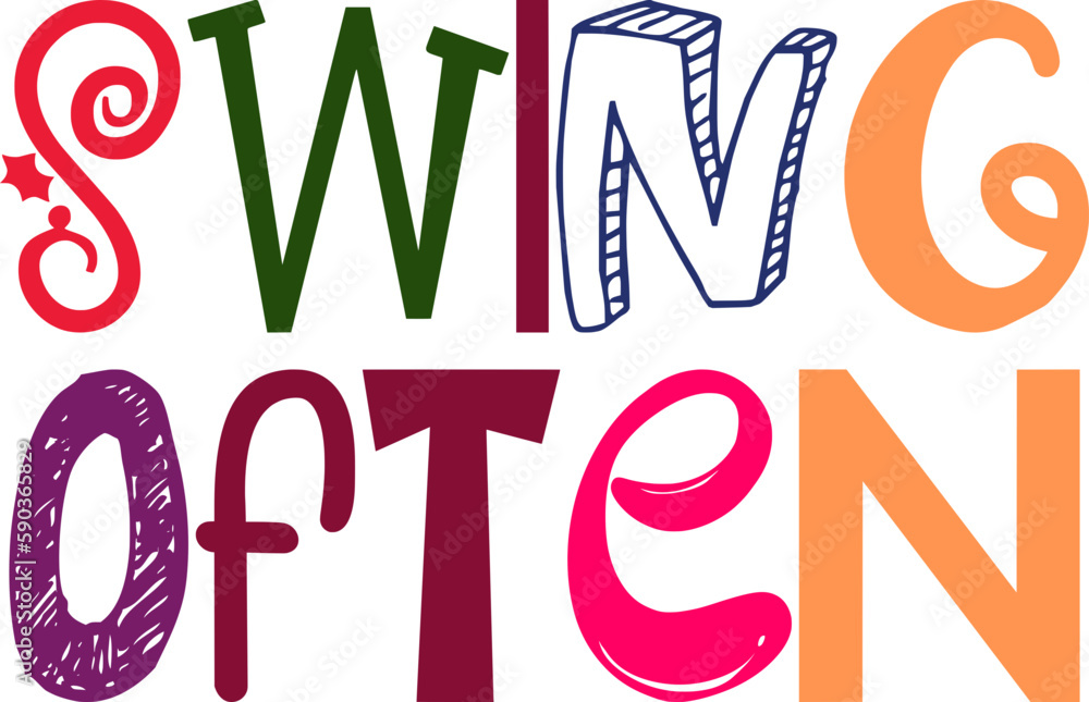Swing Often Hand Lettering Illustration for Packaging, Icon, Stationery, Presentation Swing Often Hand Lettering Illustration for Packaging, Icon, Stationery, Presentation