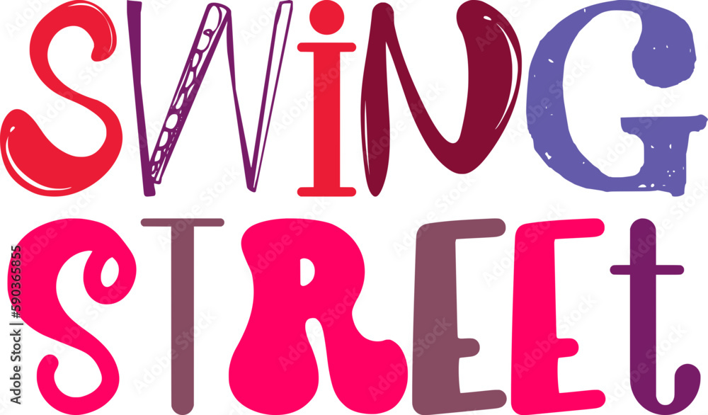 Swing Street Typography Illustration for Brochure, Motion Graphics, Social Media Post, Presentation Swing Street Typography Illustration for Brochure, Motion Graphics, Social Media Post, Presentation