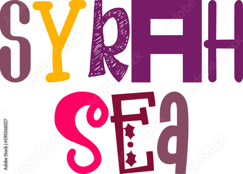 Syrah Sea Typography Illustration for Motion Graphics, Banner, Logo, Packaging