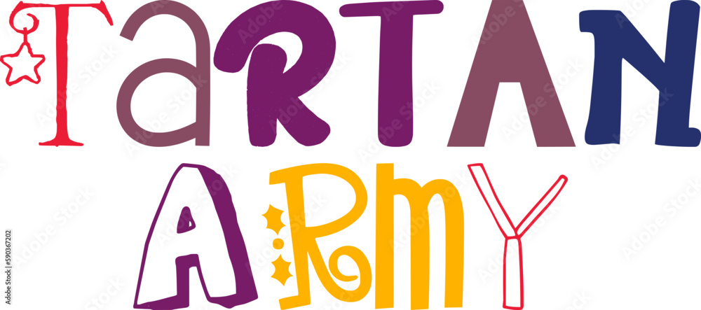 Tartan Army Typography Illustration for Gift Card, Banner, Label, Sticker Tartan Army Typography Illustration for Gift Card, Banner, Label, Sticker