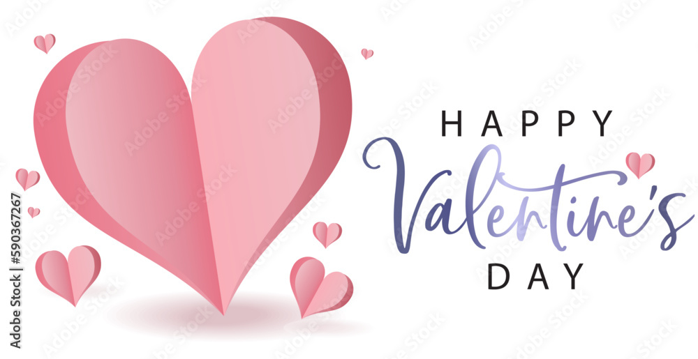 happy valentines day card - vector heart and valentines day text for a banner