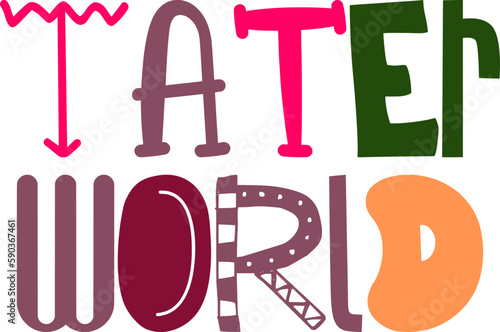 Tater World Calligraphy Illustration for Book Cover, Gift Card, Newsletter, Motion Graphics