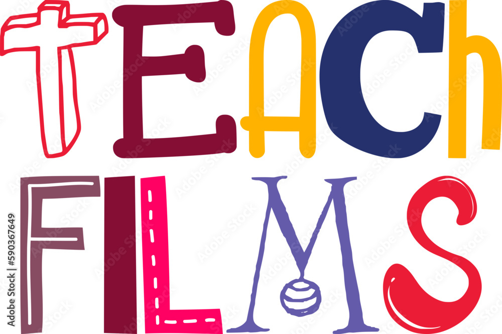 Fototapeta premium Teach Films Calligraphy Illustration for Book Cover, Label, Sticker , Banner