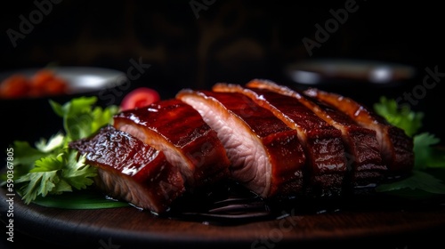 Cantonese Barbecue Pork - Pork Char siu Generative AI - Illustration