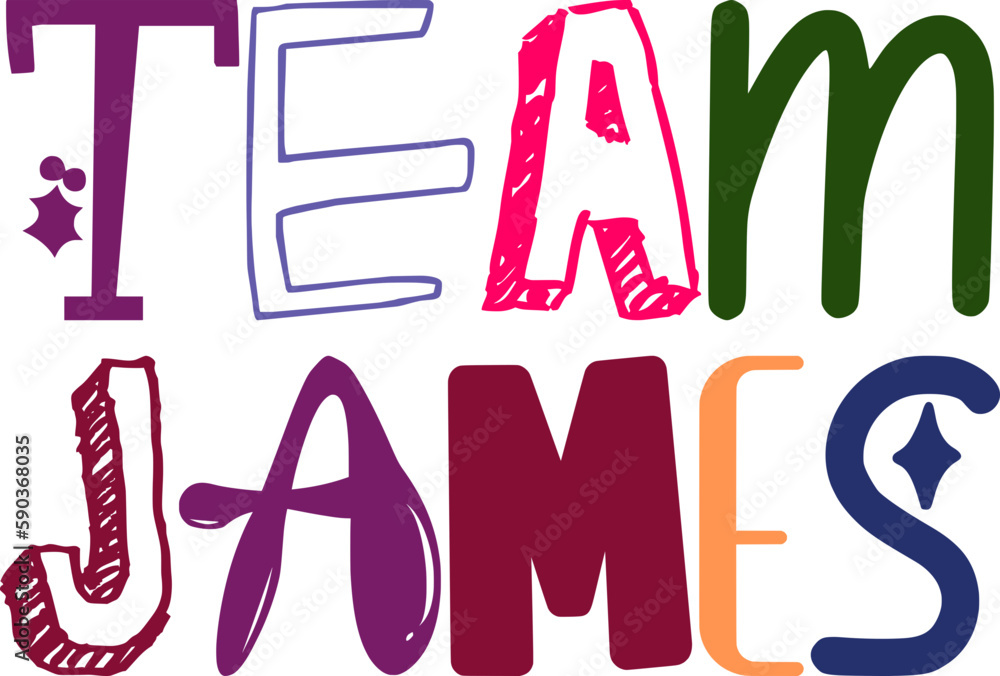 Team James Calligraphy Illustration for T-Shirt Design, Packaging, Presentation , Book Cover Team James Calligraphy Illustration for T-Shirt Design, Packaging, Presentation , Book Cover