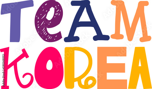 Team Korea Typography Illustration for Sticker , Stationery, Label, Infographic