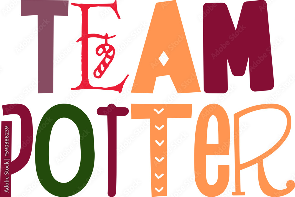 Team Potter Hand Lettering Illustration for Banner, Newsletter, Gift Card, Mug Design Team Potter Hand Lettering Illustration for Banner, Newsletter, Gift Card, Mug Design