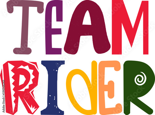 Team Rider Calligraphy Illustration for Book Cover, Sticker , Newsletter, Mug Design