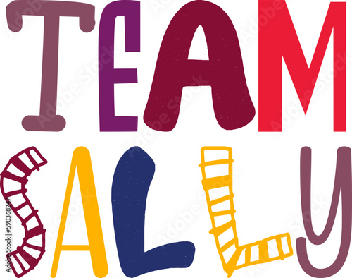 Team Sally Hand Lettering Illustration for Label, Banner, Decal, Bookmark 