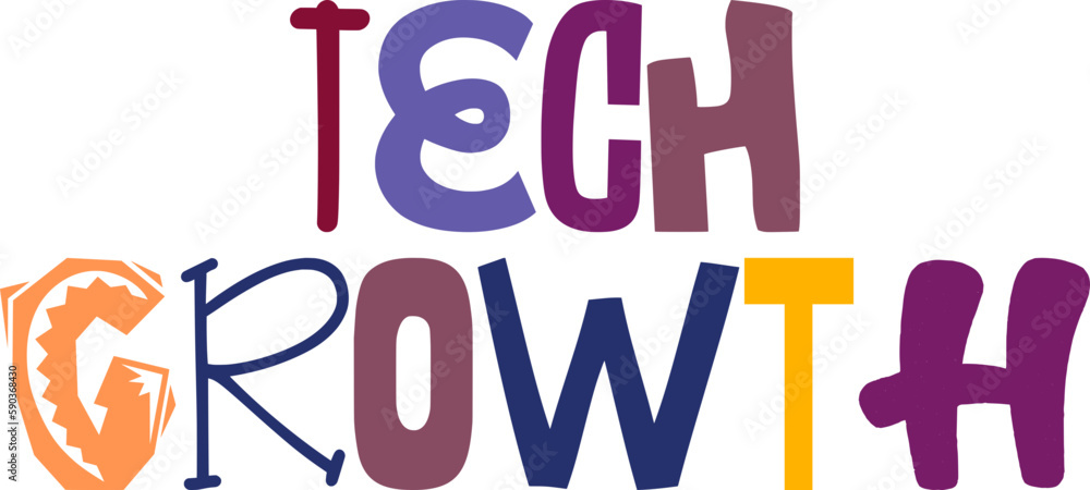Tech Growth Typography Illustration for Logo, T-Shirt Design, Decal, Gift Card