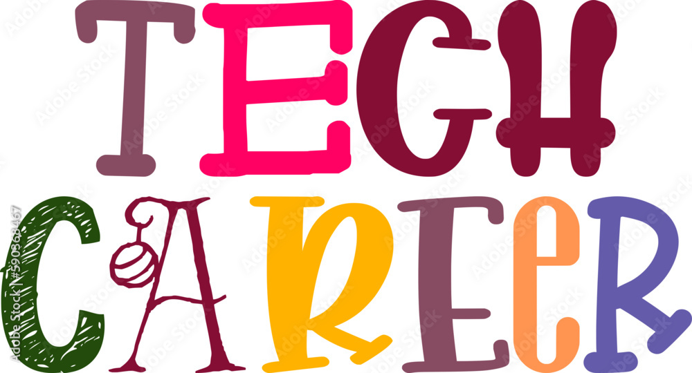 Tech Career Typography Illustration for T-Shirt Design, Label, Magazine, Brochure Tech Career Typography Illustration for T-Shirt Design, Label, Magazine, Brochure