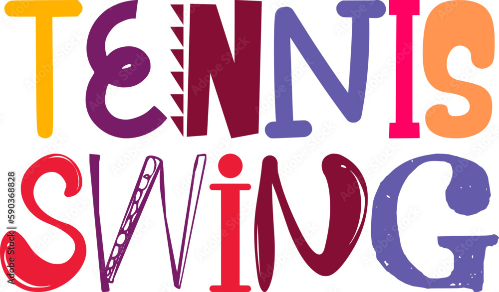Tennis Swing Hand Lettering Illustration for Label, Social Media Post, Sticker , Gift Card Tennis Swing Hand Lettering Illustration for Label, Social Media Post, Sticker , Gift Card