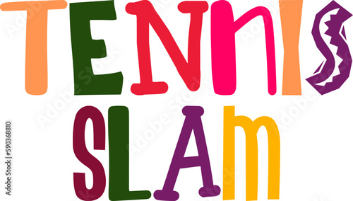 Tennis Slam Calligraphy Illustration for Poster, Gift Card, Infographic, Magazine