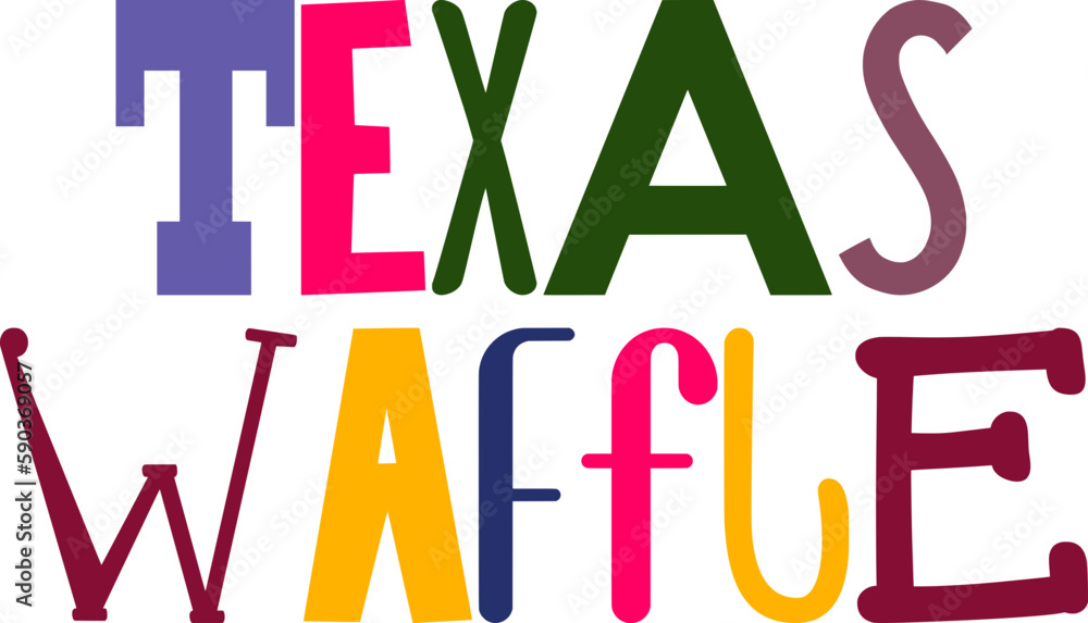 Texas Waffle Hand Lettering Illustration for Infographic, Poster, Decal, Presentation 